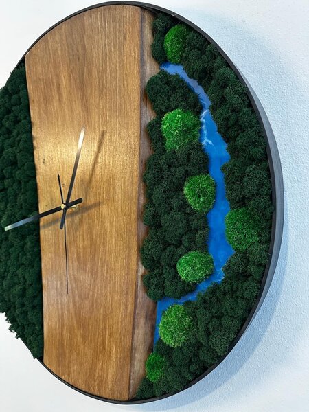 Machové hodiny epoxidová rieka Veľkosť rámu: 40cm
