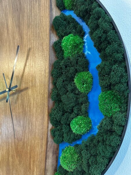Machové hodiny epoxidová rieka Veľkosť rámu: 40cm