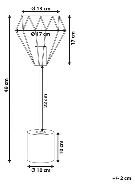 Stolná lampa biela mosadzná 49 cm kovové tienidlo tvar diamantu okrúhly stojan mramorový vzhľad obývačka spálňa