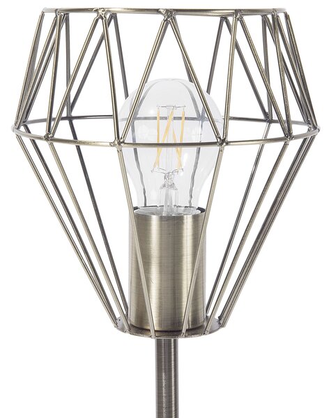 Stolná lampa biela mosadzná 49 cm kovové tienidlo tvar diamantu okrúhly stojan mramorový vzhľad obývačka spálňa