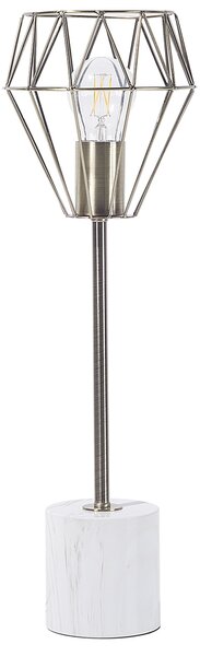 Stolná lampa biela mosadzná 49 cm kovové tienidlo tvar diamantu okrúhly stojan mramorový vzhľad obývačka spálňa
