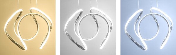 Toolight Toolight, LED závesné stropné svietidlo 60W + diaľkové ovládanie APP385-CP, chrómová, OSW-06901