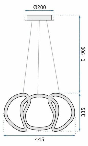 Toolight Toolight, LED závesné stropné svietidlo 60W + diaľkové ovládanie APP385-CP, chrómová, OSW-06901
