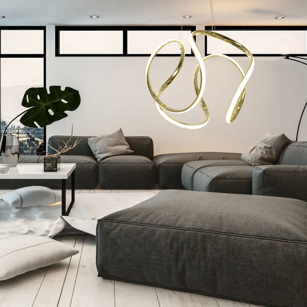 Toolight Toolight, LED závesné svietidlo + diaľkový ovládač 60W APP386-CP, zlatá, OSW-06902