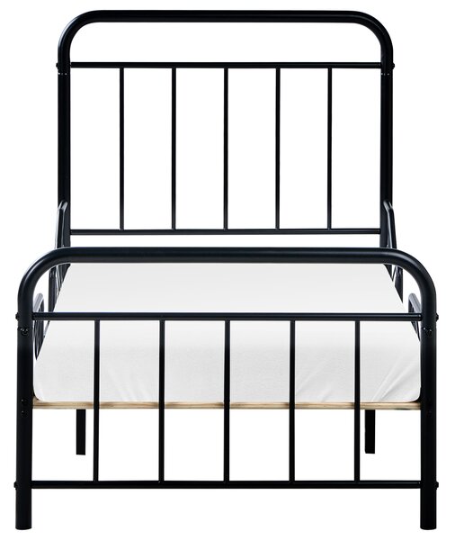 Detská rozťahovacia posteľ čierna železo 90 x 130/160/200 cm lamelový rošt rastúca posteľ moderný štýl detská izba