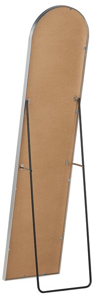 Stojace zrkadlo strieborné s kovovým rámom 36 x 150 cm vysoké so stojanom moderný dizajn