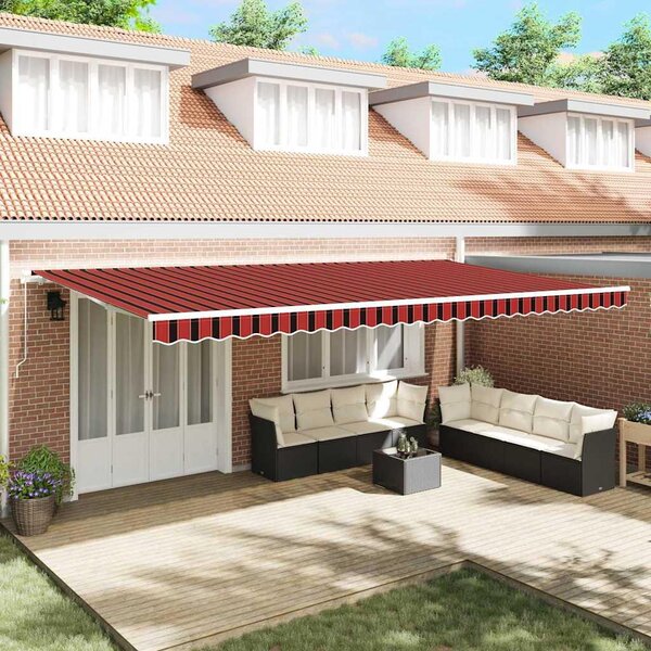 Maison Exclusive – Manuálna markíza, 6 x 3,5 m, oranžovo-hnedý prúžkovaný vzor