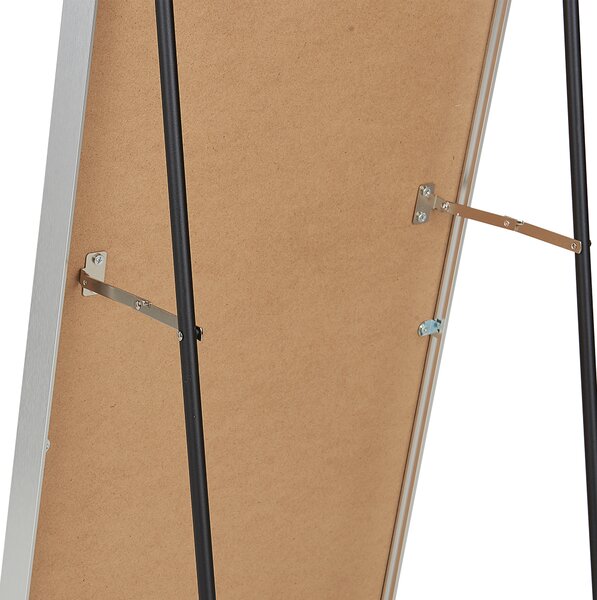 Stojace zrkadlo strieborné s kovovým rámom 36 x 150 cm vysoké so stojanom moderný dizajn