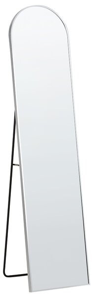 Stojace zrkadlo strieborné s kovovým rámom 36 x 150 cm vysoké so stojanom moderný dizajn