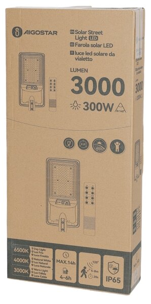 Aigostar - LED Solárna uličná lampa so snímačom LED/400W/3,2V 4800mAh + diaľkový ovládač
