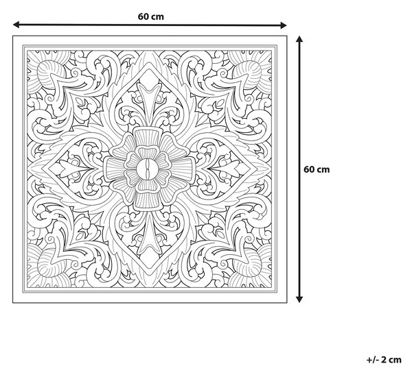 Nástenná dekorácia svetlé drevo biela MDF 60 x 60 cm štvorcový tvar ornamenty moderný štýl dekorácie doplnky