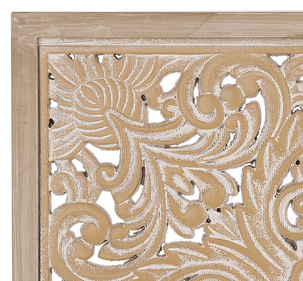 Nástenná dekorácia svetlé drevo biela MDF 60 x 60 cm štvorcový tvar ornamenty moderný štýl dekorácie doplnky