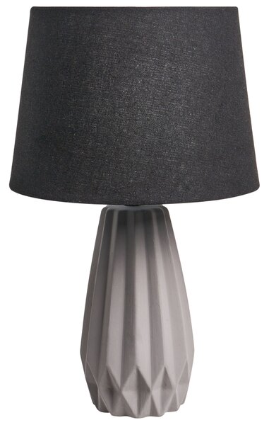 Stolná lampa sivá keramický podstavec ľanové tienidlo moderný štýl obývacia izba spálňa