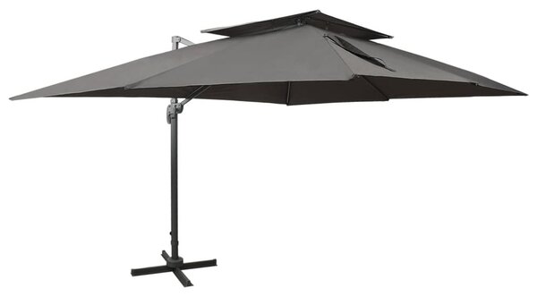 Maison Exclusive – závesný slnečník s dvojitou strechou, antracitová farba, 400 x 300 cm