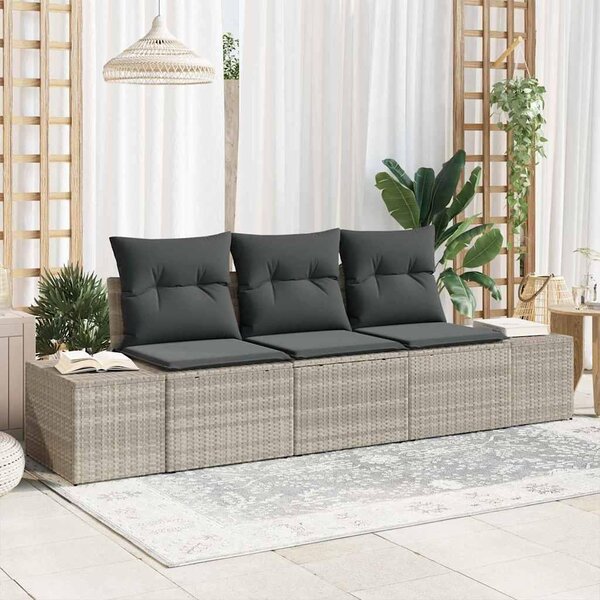 Maison Exclusive – Sedacia súprava, 3 kusy, svetlosivá [syntetický materiál]: Polyratan
