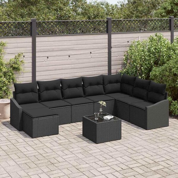Maison Exclusive – Sedacia súprava, 9 kusov, čierna [syntetický materiál]: Polyratan