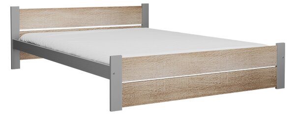 Posteľ IKAROS DOUBLE 160 x 200 cm, dub sonoma/sivá Rošt: Bez roštu, Matrac: Matrac DELUXE 10 cm