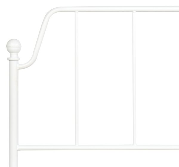 Posteľ biela kovová 140 x 200 cm posteľný rám drevený lamelový rošt z topoľového dreva industriálna minimalistická spálňa