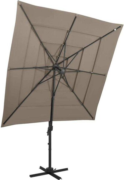Maison Exclusive – slnečník s hliníkovým stĺpom, 4-vrstvový, farba taupe, 250 x 250 cm