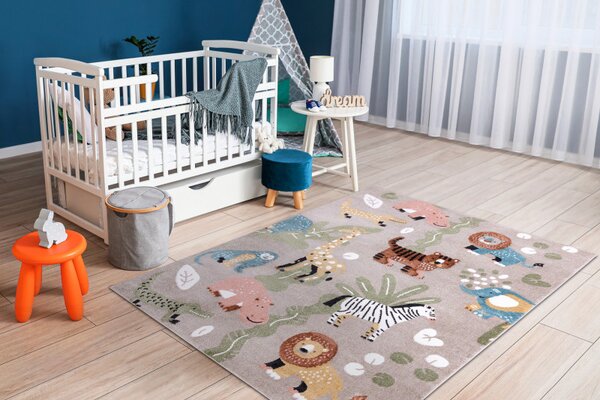 Dywany Łuszczów , Detský kusový koberec Fun Africa beige, 80x150, viacfarebná, detská izba