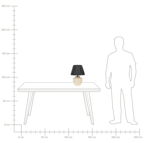 Stolná lampa béžová keramika 44 cm čierne papierové tienidlo nočný stolík obývačka spálňa osvetlenie