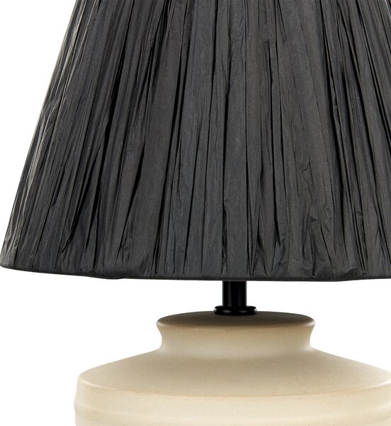 Stolná lampa béžová keramika 44 cm čierne papierové tienidlo nočný stolík obývačka spálňa osvetlenie
