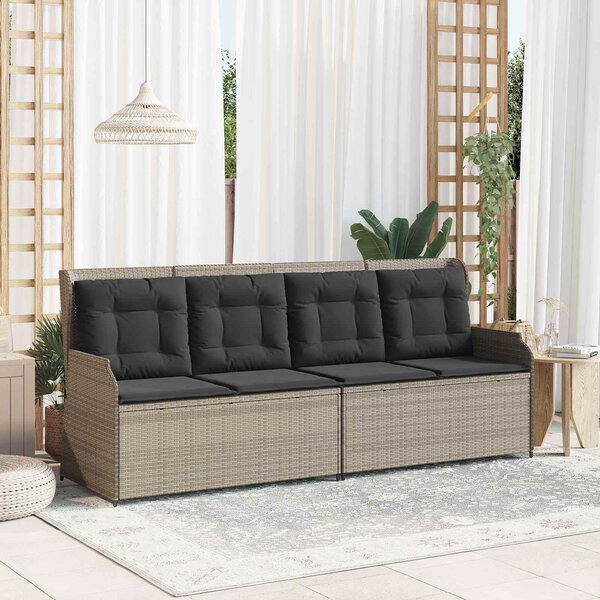 Maison Exclusive - Záhradná lavička s vankúšom Svetlošedá Poly-rattan