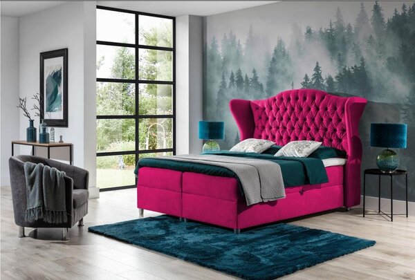 Luxusná boxspringová posteľ 140x200 RIANA - ružová + topper ZDARMA