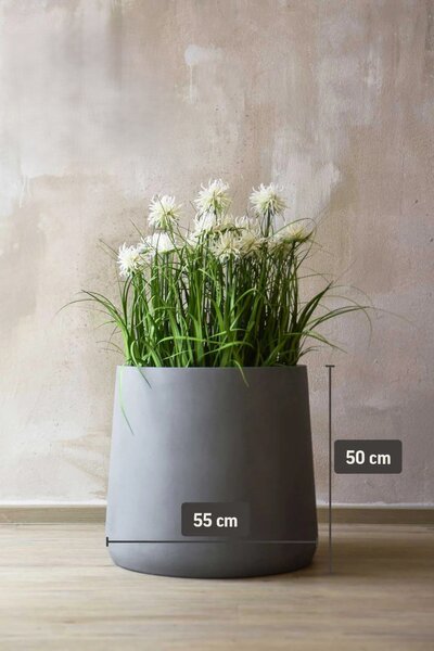 Kvetináč VEKRA, sklolaminát, výška 50 cm, betón-dizajn, sivý