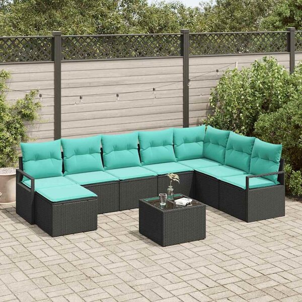 Maison Exclusive – Sedacia súprava, 9 kusov, čierna [syntetický materiál]: Polyratan