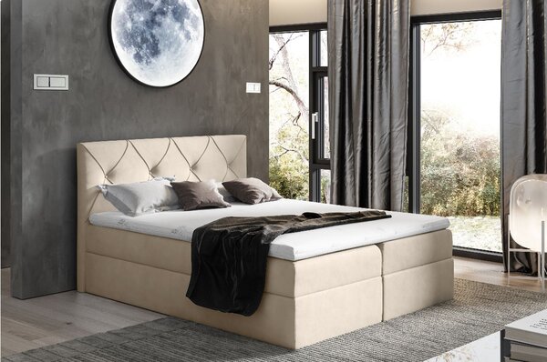 Elegantná kontinentálna posteľ 200x200 CARMEN - béžová + topper ZDARMA