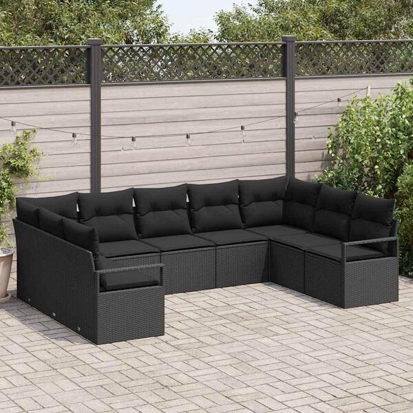 Maison Exclusive – Sedacia súprava, 9 kusov, čierna [syntetický materiál]: Polyratan