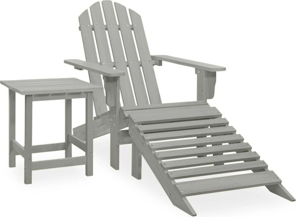 Maison Exclusive – Záhradná stolička Adirondack s podnožkou a stolíkom, smrekové drevo, sivá