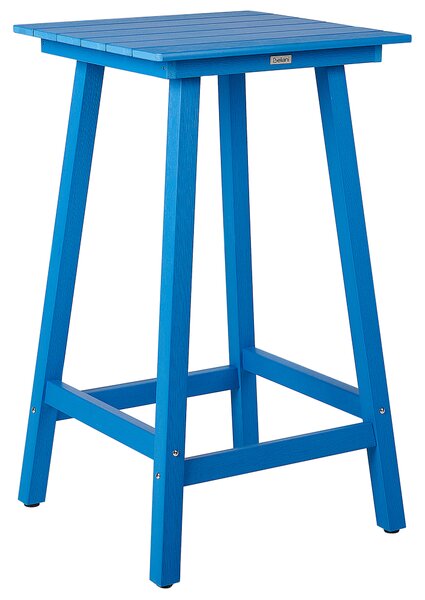 Záhradná sada nábytku modrá plastová imitácia dreva barový stolík a stoličky odolné voči poveternostným vplyvom moderný štýl