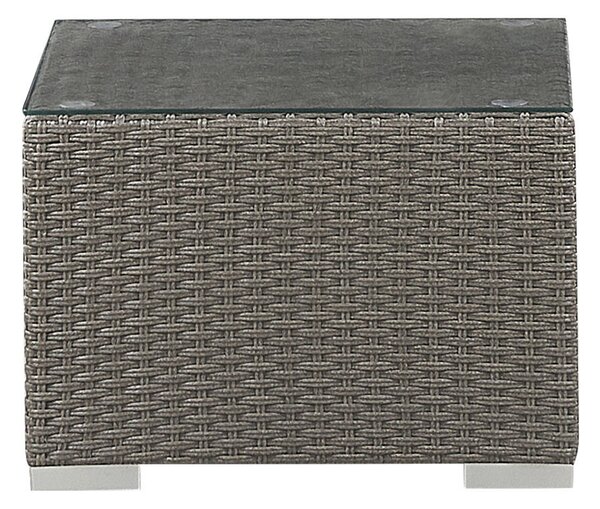 Záhradná sedacia súprava sivobéžová umelý ratan krémové vankúše pre 8 osôb 5-dielna vonkajšia sada