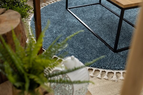 Dywany Łuszczów , Kusový koberec Berber 9000 blue kruh, 120x120 (priemer) kruh, modrá, obývacia izba