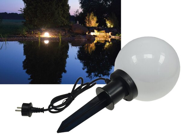 Záhradné guľové svetlo CT-GL20cm IP44, 230V, 1,5m kábel, zásuvka E27