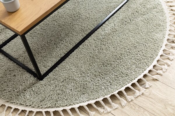 Dywany Łuszczów, Kusový koberec Berber 9000 green kruh, 120x120 (priemer) kruh, zelená, obývacia izba