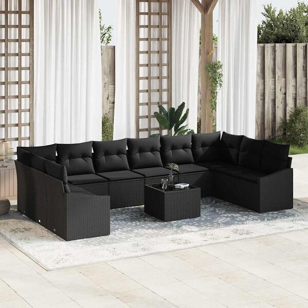 Maison Exclusive – Sedacia súprava, 11 kusov, čierna [syntetický materiál]: Polyratan