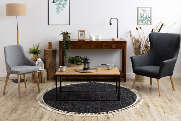 Dywany Łuszczów , Kusový koberec Berber 9000 grey kruh, 120x120 (priemer) kruh, šedá, obývacia izba