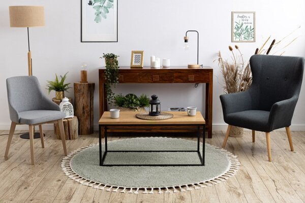 Dywany Łuszczów, Kusový koberec Berber 9000 green kruh, 120x120 (priemer) kruh, zelená, obývacia izba