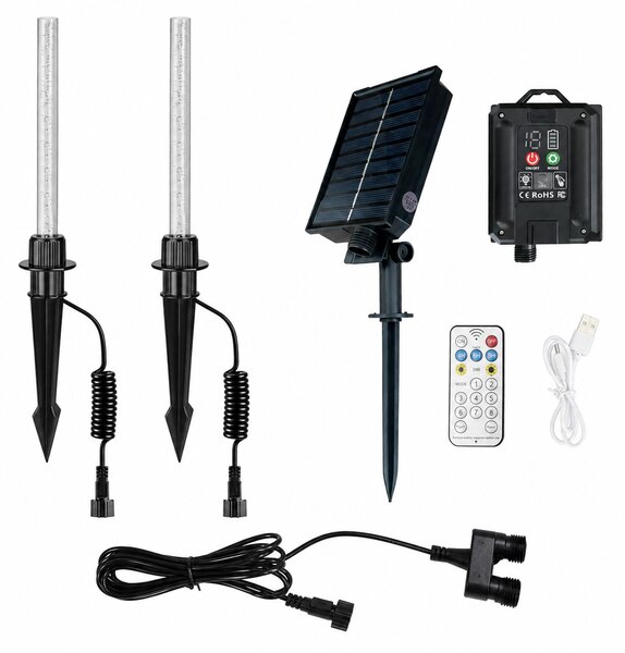 MasterLED Neo Kilo, solárne vonkajšie svietidlo s hrotom na zapichnutie do zeme, 24V, 3000K, IP54, dvojbalenie