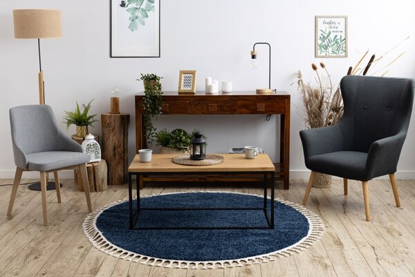 Dywany Łuszczów, Kusový koberec Berber 9000 navy kruh, 120x120 (priemer) kruh, modrá, obývacia izba