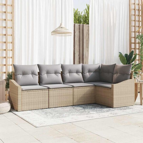 Maison Exclusive – Sedacia súprava, 5 kusov, béžová [syntetický materiál]: Polyratan