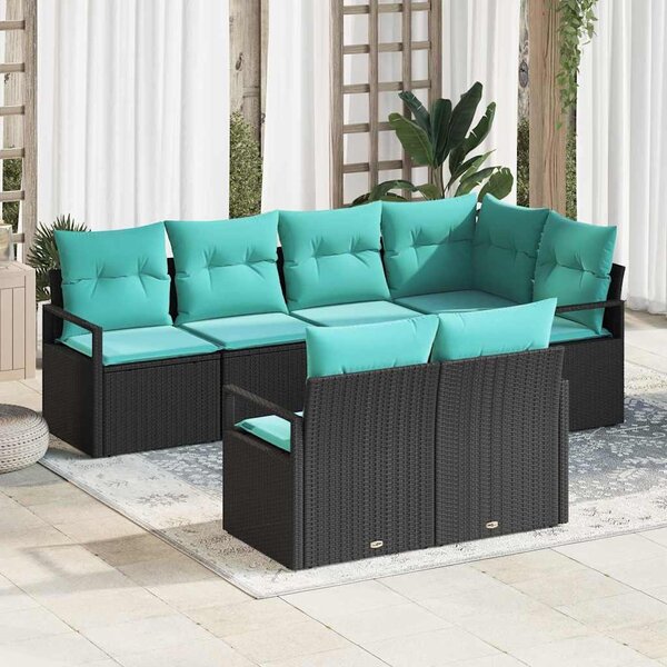 Maison Exclusive – Sedacia súprava, 7 kusov, čierna [syntetický materiál]: Polyratan