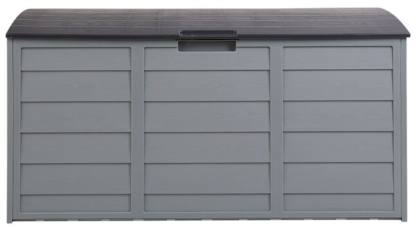 Záhradný úložný box sivý plast 112 x 50 cm s držadlami na kolieskach na vonkajšie náradie exteriér