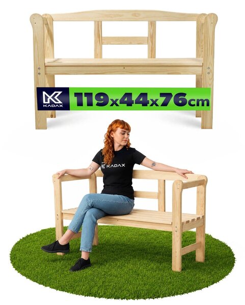 KADAX drevená parková lavička s operadlom 119 cm terasa záhrada