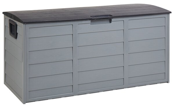 Záhradný úložný box sivý plast 112 x 50 cm s držadlami na kolieskach na vonkajšie náradie exteriér