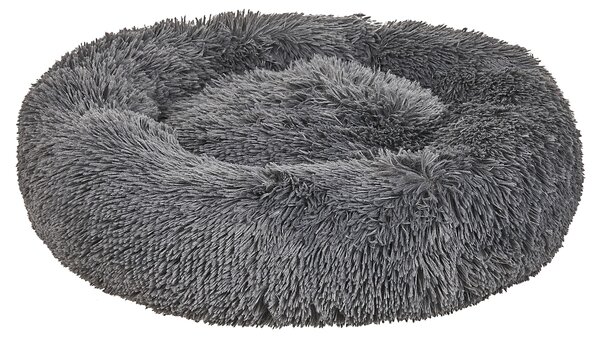 Posteľ pre psa tmavosivý polyester 60 x 60 cm okrúhly pelech pre psa a mačku obývacia izba spálňa
