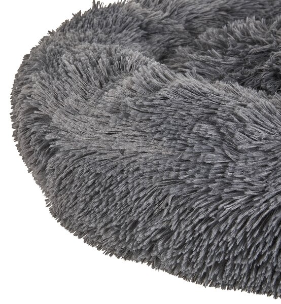Posteľ pre psa tmavosivý polyester 60 x 60 cm okrúhly pelech pre psa a mačku obývacia izba spálňa